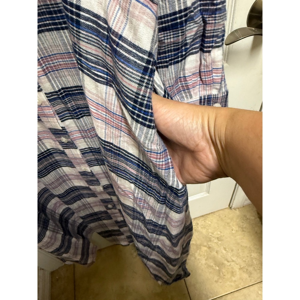 Lane Bryant Womens Pink Navy Plaid Button Front Midi Shirt Dress Size 20 NWOT - Picture 8 of 8